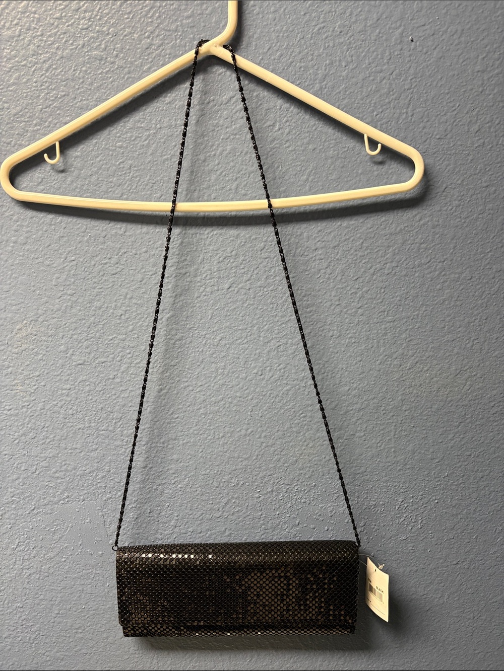 Black Sequin Chain Shoulder Clutch